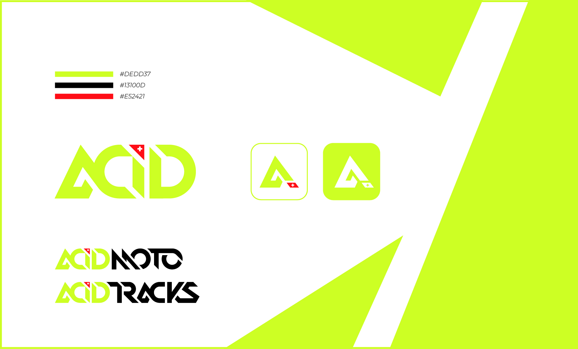 Illustration de charte graphique et logo pour AcidMoto